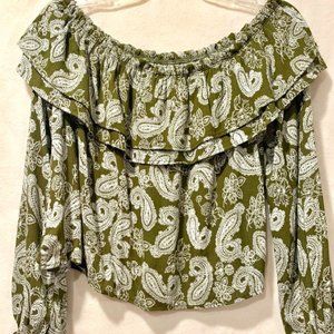 Sadie and Sage - Off-the-shoulder Paisley Shirt